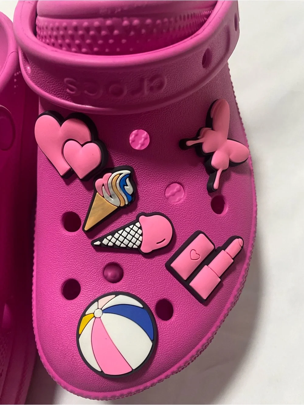 CROCS Iconic comfort Classic Platform Clog in Hot Pink with Jibbitz Charms